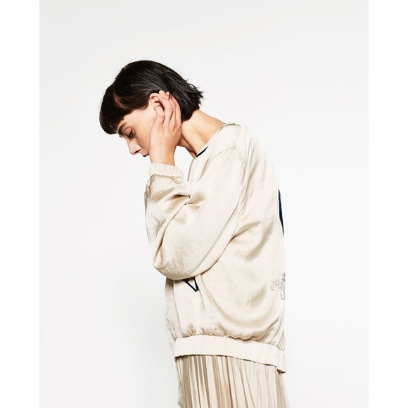 NWT Zara Kimono Satin Embroidered Bomber Jacket - Picture 3 of 8